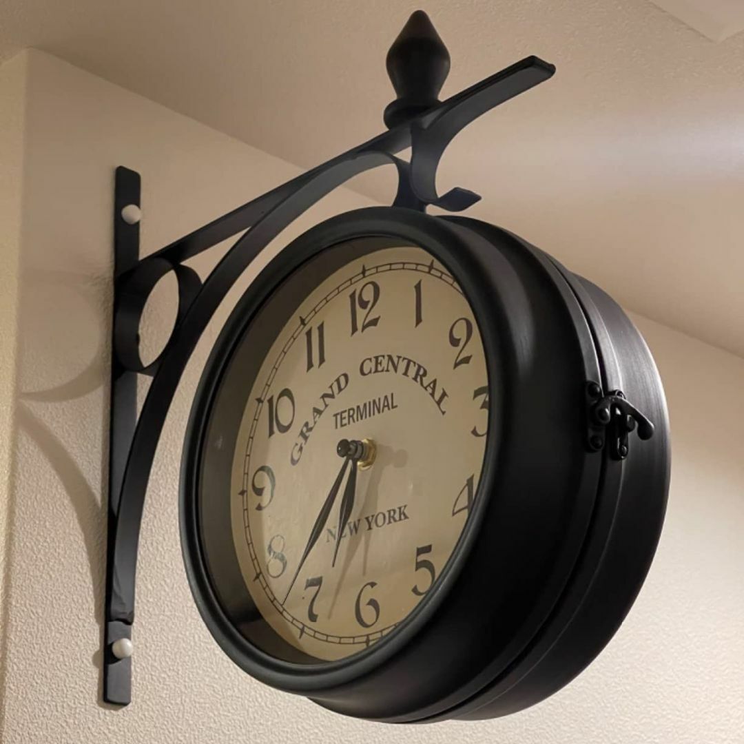 Costway 壁掛け時計 両面壁時計 両面吊り時計 直径21cm 両面時計 時