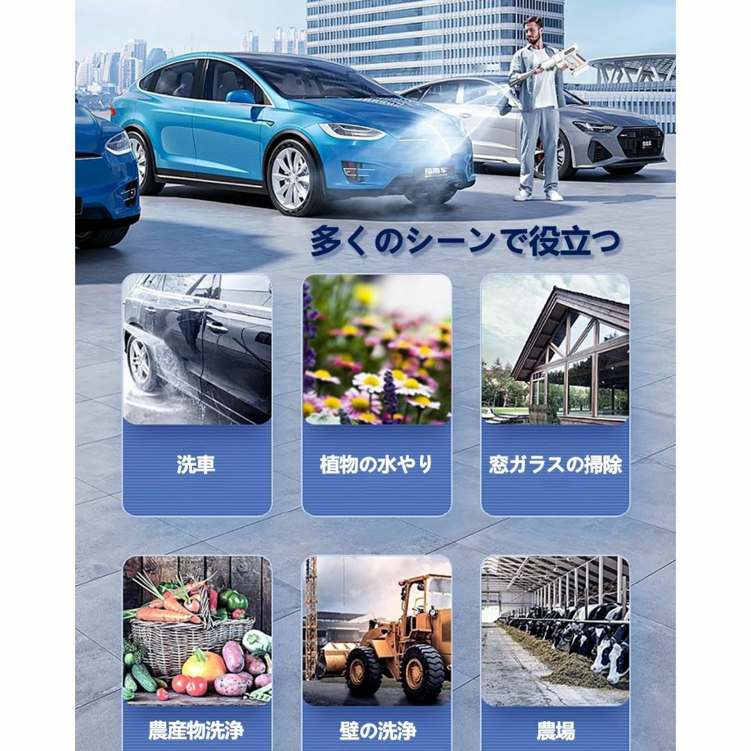 強力コードレス高圧洗浄機 充電式 40分連続使用 パワフル 洗車 外壁
