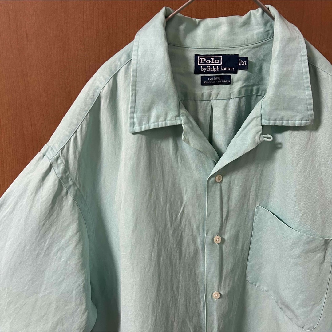 【未使用？】90s ラルフローレン オープンカラーシャツ CALDWELL 水色 | フリマアプリ ラクマ