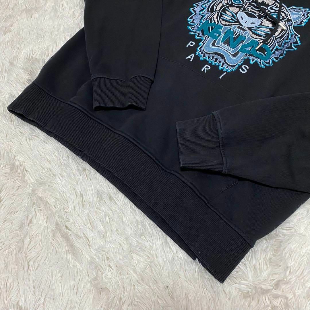 極美品✨　ケンゾー　パーカー　タイガー　刺繍　ロゴ　即完売モデル　リブ袖　黒