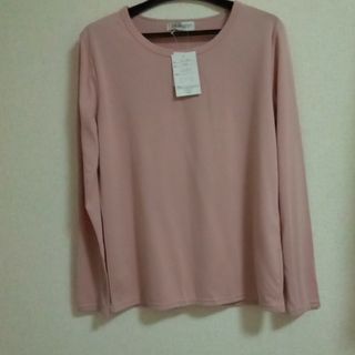 ロングTシャツ  シンプルTシャツ  サーモンピンク 未使用(Tシャツ(長袖/七分))