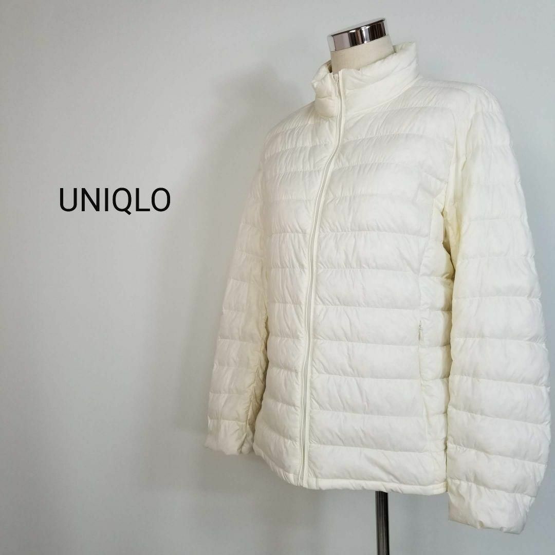 人気の白UNIQLOウルトラライトダウンジャケット大きなサイズレディースXL 1