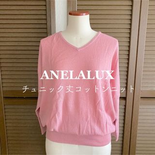 ANELALUX - ANELALUX Vネックコットンニット