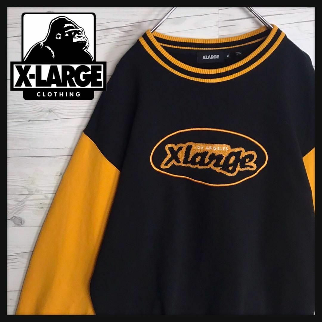 ばんばんざいみゆ着用モデル】XLARGE パイルロゴ 切替え 人気 スウェット-