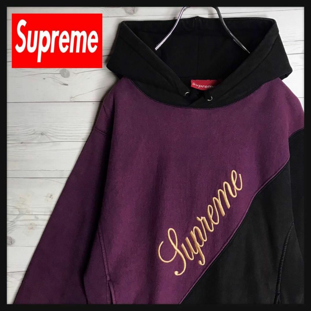 完売モデル】supreme 刺繍ロゴ スウェット パーカー Mサイズ-