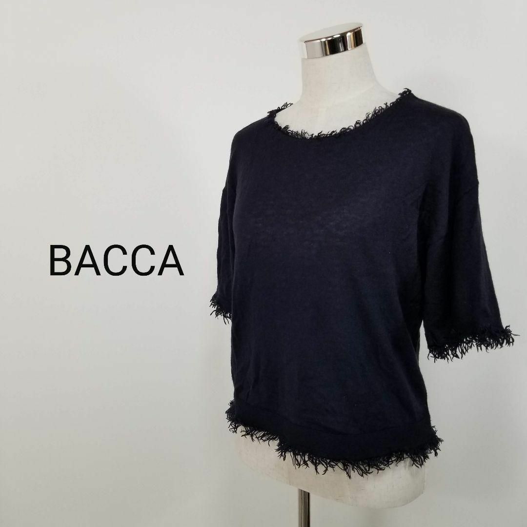 BACCA(バッカ)のバッカBACCAシルクカシミア混フリンジニット七分袖カットソーSトゥモローランド レディースのトップス(Tシャツ(長袖/七分))の商品写真