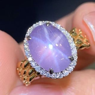 天然 スター サファイア ダイヤ リング6.32ct k18 ¥の通販 by Rui｜ラクマ