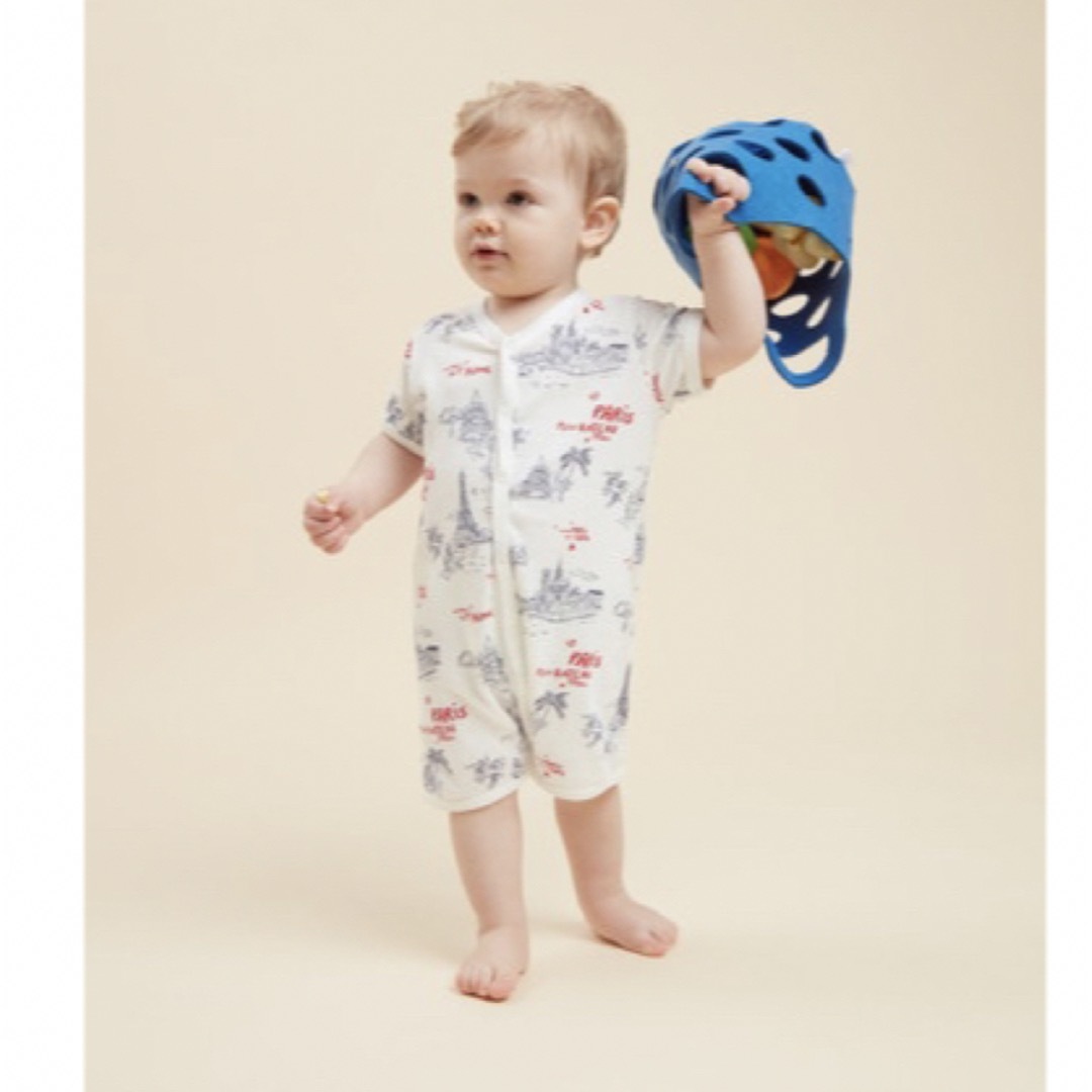 PETIT BATEAU(プチバトー)のプチバトー　プリントショートロンパース　半袖ロンパース　パリ キッズ/ベビー/マタニティのベビー服(~85cm)(ロンパース)の商品写真