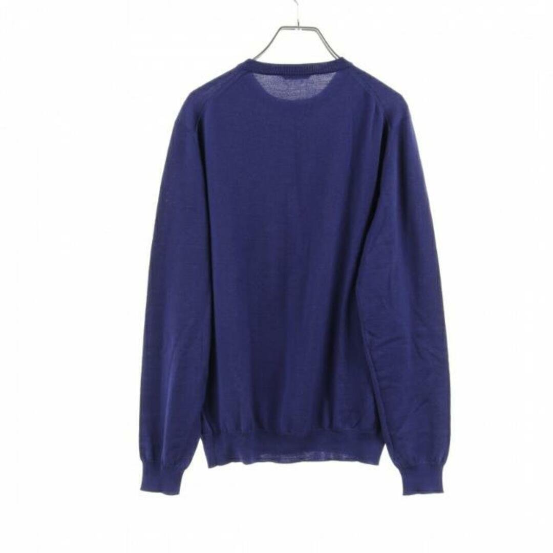 ニット クルーネック 長袖 ウール ブルー フレックスウール