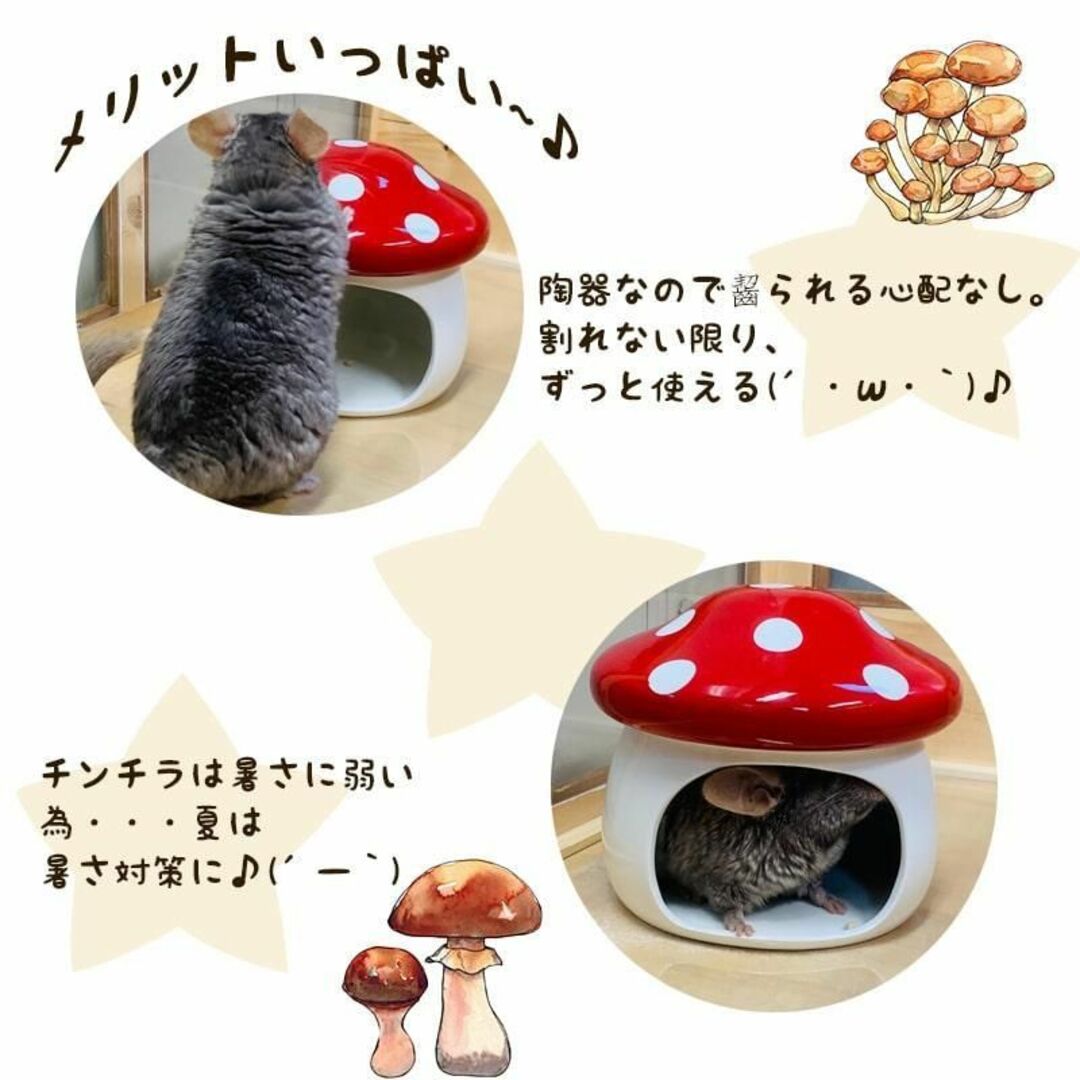 きのこ ハムスター おうち チンチラ 陶器 小動物 S5161