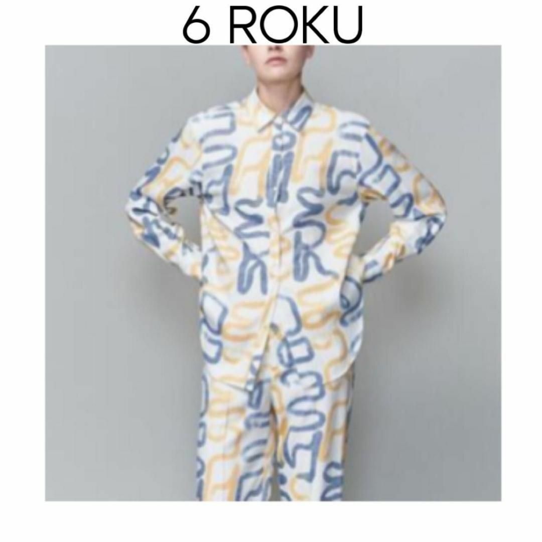 6 ROKU ロク　LINE SHIRT ラインシャツ　ホワイト　アート　長袖のサムネイル