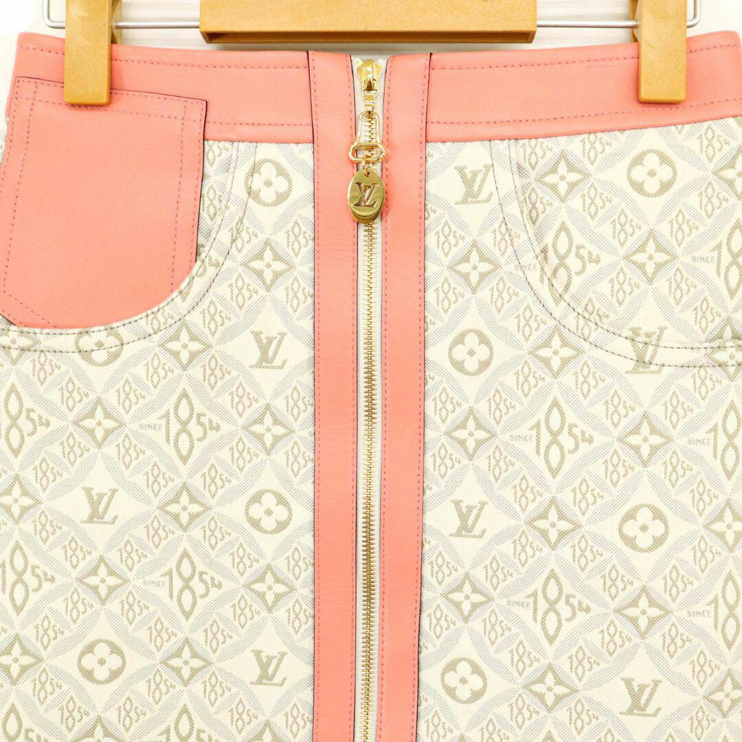 ルイヴィトン SINCE 1854 コントラストトリム ミニスカート モノグラム レディース ホワイト ピンク LOUIS VUITTON  【アパレル・小物】 1