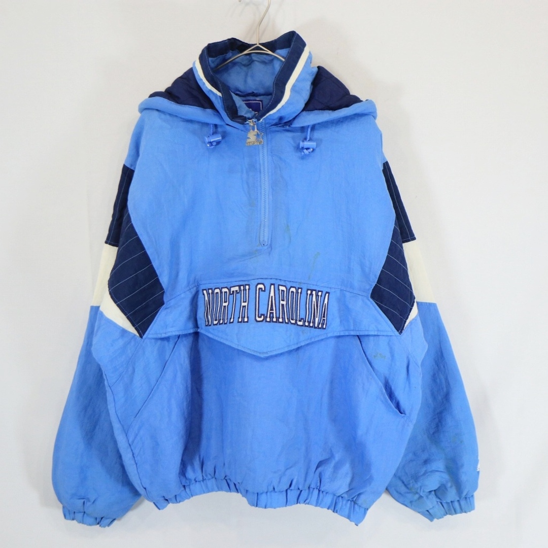 90年代 STARTER スターター ノースカロライナ大学 アノラックジャケット スタジアムジャケット 防寒 ブルー (メンズ L)   N6110