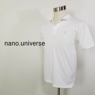 ナノユニバース(nano・universe)のナノユニバースnanouniverse半袖ワンポイント刺繍ポロシャツ白メンズS(ポロシャツ)