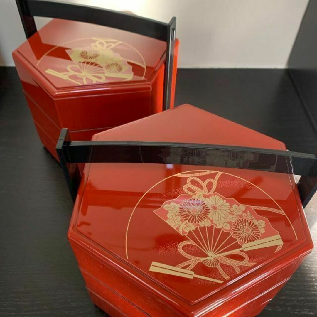 三段 重箱 持ち手つき 2個セット お花見 お弁当 おせちの通販 by