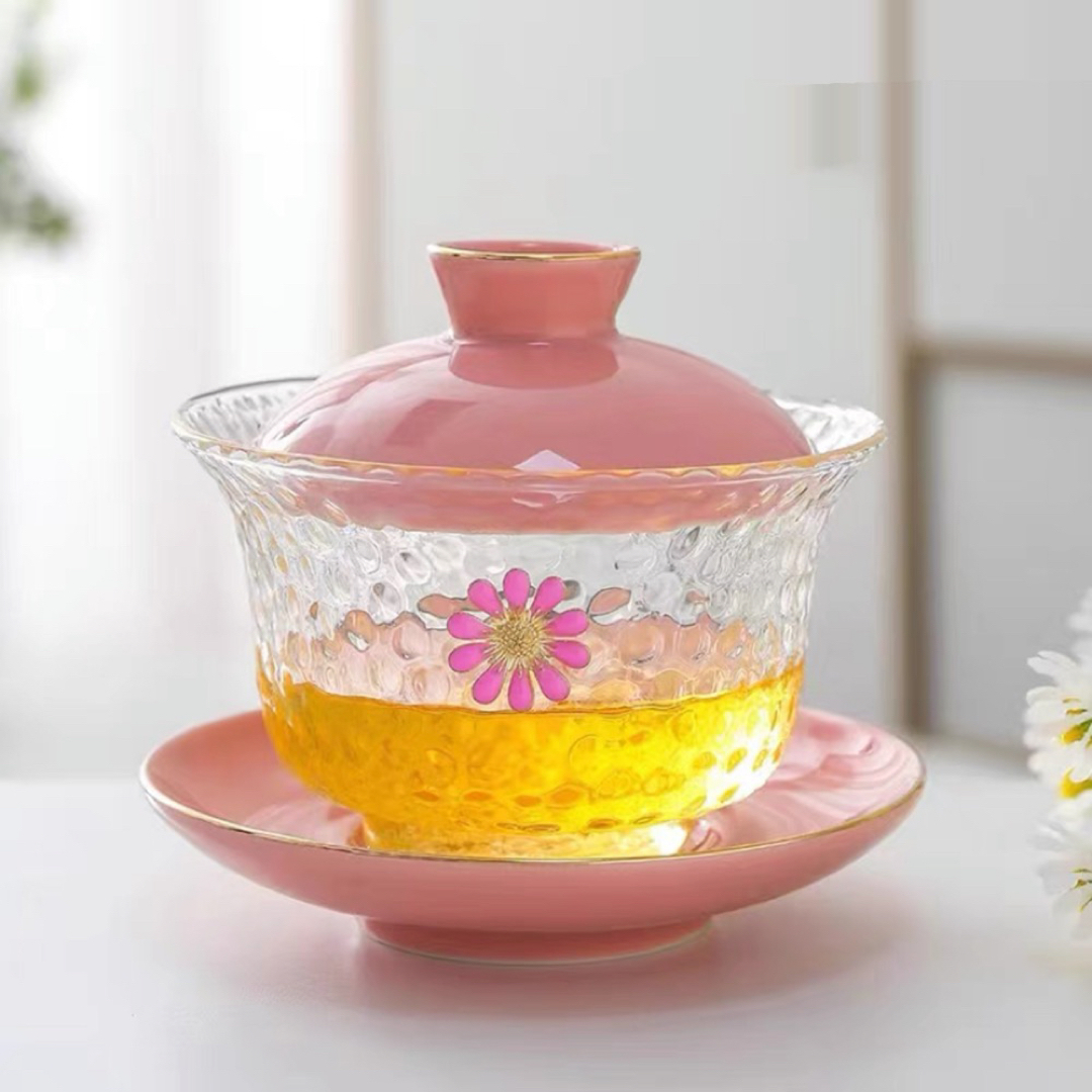 蓋碗 茶杯セット 耐熱ガラス製の中国茶器 1客 - 食器