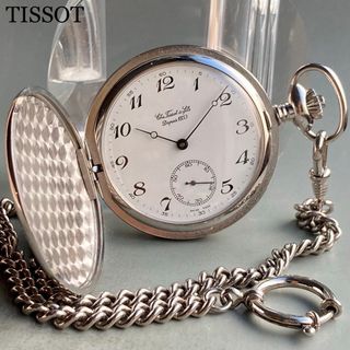 《希少》TISSOT 懐中時計 シルバー デイト クォーツ ハンターケースe