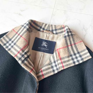 BURBERRY LONDON カシミヤ混ウールコート 黒 ベルト 9号