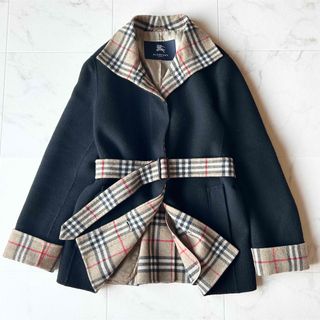 BURBERRY   BURBERRY LONDON カシミヤ混ウールコート 黒 ベルト 9号の