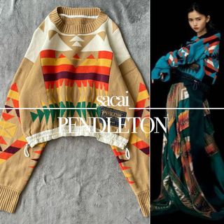 サカイ(sacai)の【レア！】sacai×ペンドルトン チマヨ柄ニット ライトブラウン 齋藤飛鳥着用(ニット/セーター)