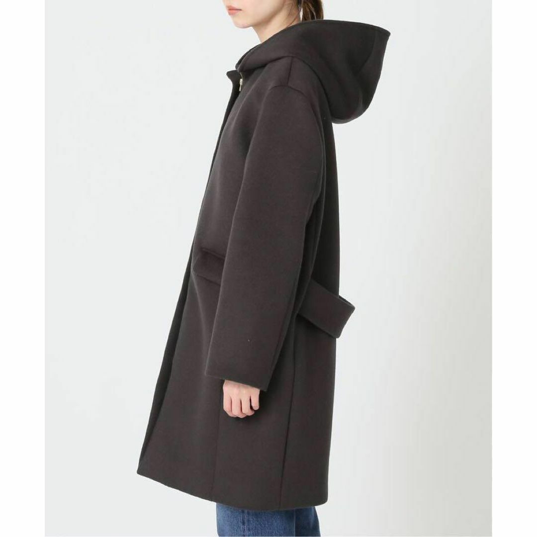 IENA(イエナ)のIENA 二重織りシャルムフードコクーンコート　ブラック　黒　38 M レディースのジャケット/アウター(ロングコート)の商品写真