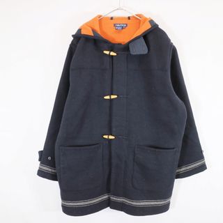 ノーティカ(NAUTICA)の90年代 NAUTICA ノーティカ ダッフルコート 防寒 チンスト ライン系 ネイビー (メンズ L) 中古 古着 N6183(ダッフルコート)