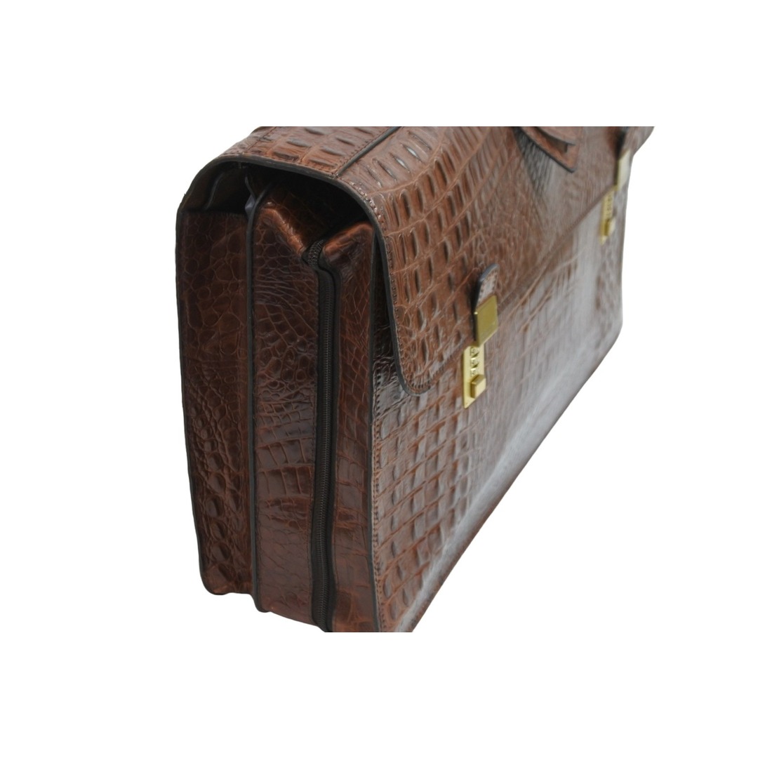 BALLY バリー クロコダイル革 スーツケース ブラウン ゴールド金具 鞄 カバン ハンドバッグ 茶色 中古 52000