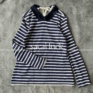 サカイラック(sacai luck)の【美品】sacai luck ボーダーカットソー メッシュ レイヤード(Tシャツ(長袖/七分))