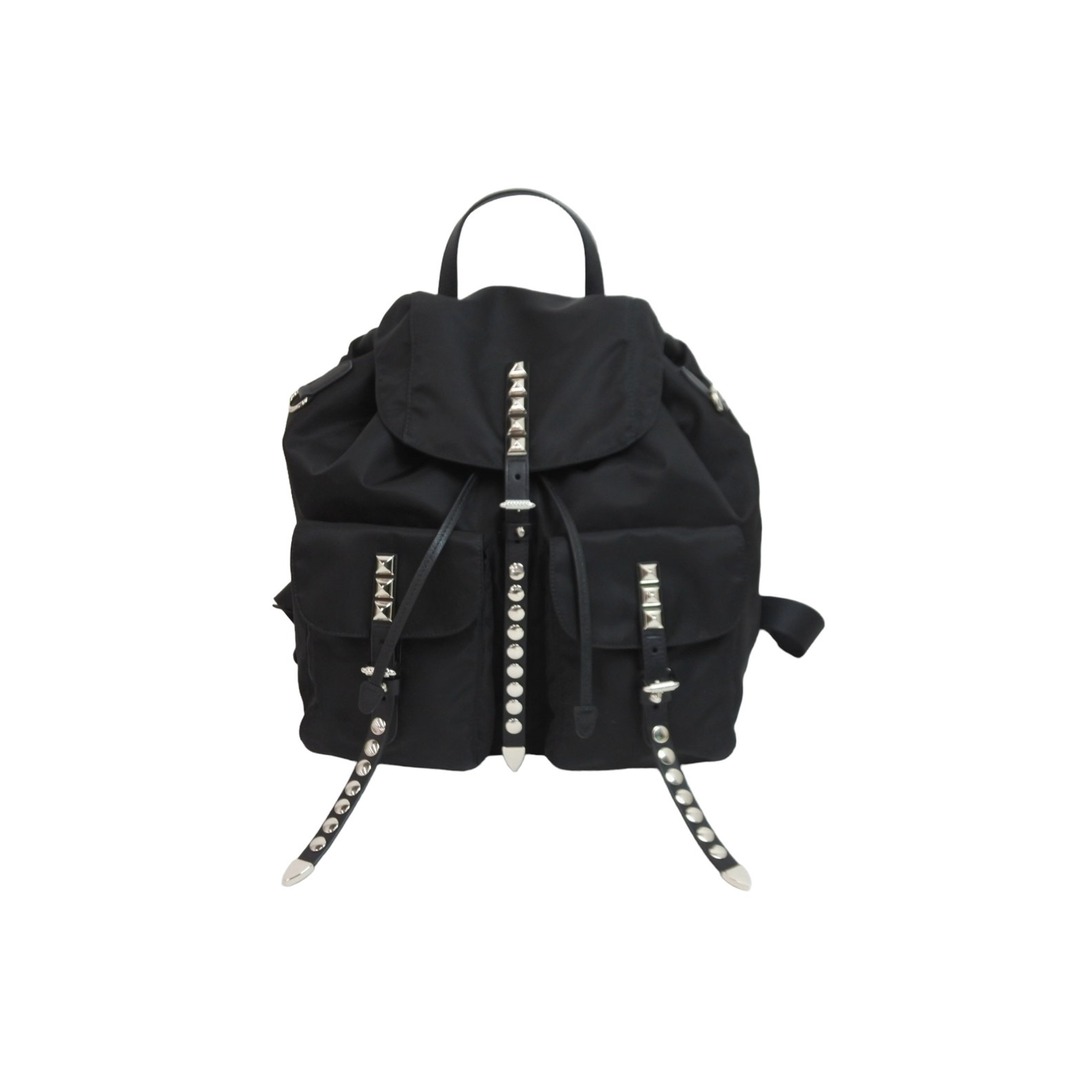 PRADA - 極美品 PRADA プラダ ナイロン スタッズ リュック ブラック