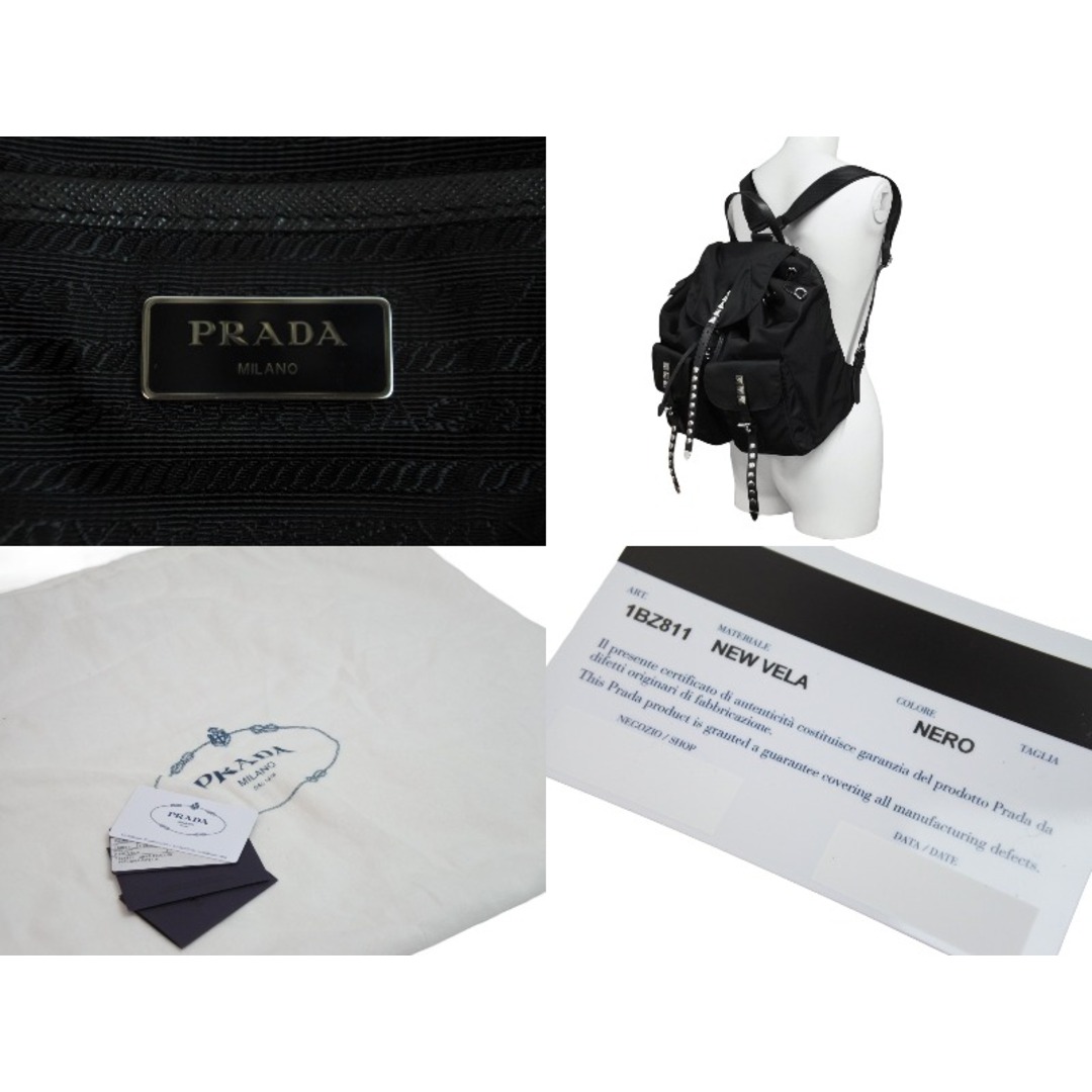 PRADA - 極美品 PRADA プラダ ナイロン スタッズ リュック ブラック
