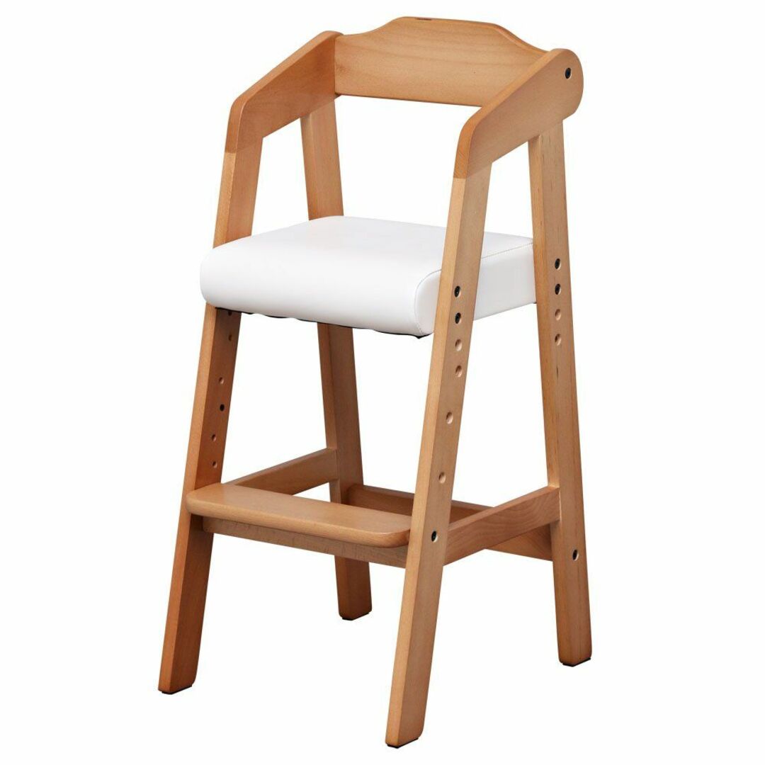キッズチェア 木製椅子 ハイチェア 3段階調節可能 幅35×奥行41×高さ78.