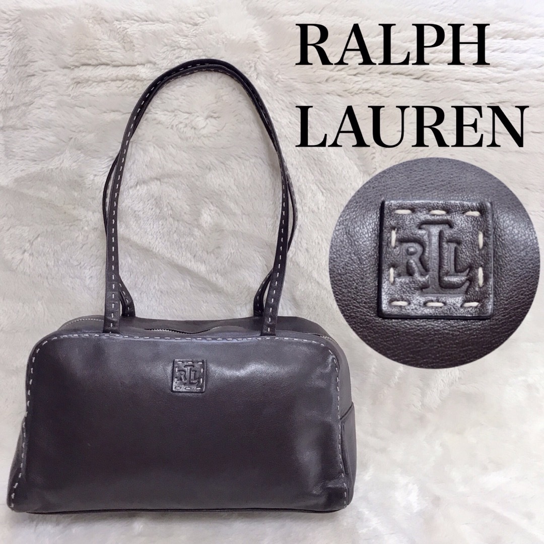 美品 LAUREN RALPH LAUREN ショルダーバッグ レザー ステッチ-