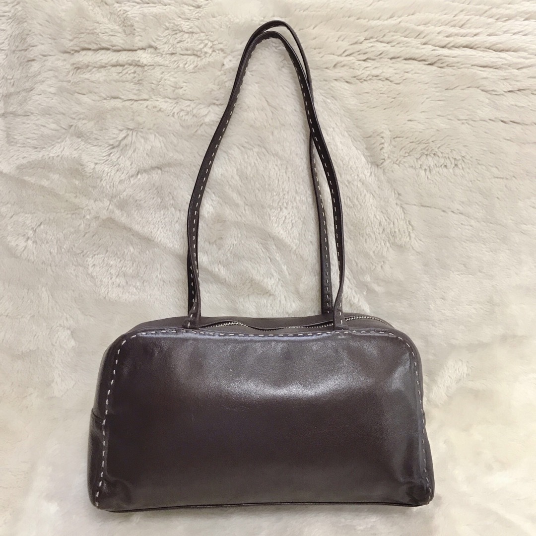 美品 LAUREN RALPH LAUREN ショルダーバッグ レザー ステッチ-