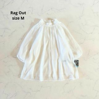 アベイル(Avail)の【新品】Mサイズ Rag Out ホワイト ラメ シアーシャツ ブラウス(シャツ/ブラウス(長袖/七分))