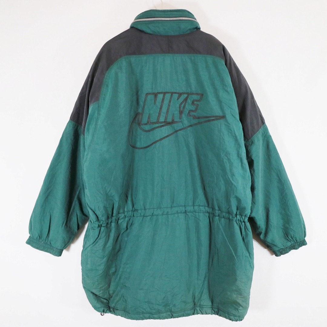 NIKE(ナイキ)の90年代 NIKE ナイキ 中綿 ベンチコート ナイロンジャケット アウター 防寒 グリーン (メンズ XL) 中古 古着 N6323 メンズのジャケット/アウター(その他)の商品写真