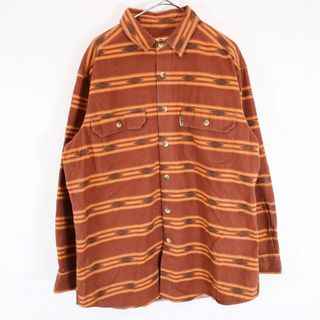 ウールリッチ(WOOLRICH)のWOOLRICH ウールリッチ ネイティブパターン プリントネルシャツ 長袖 総柄 オルテガ柄 ポケット オレンジ (メンズ L) 中古 古着 N6345(シャツ)