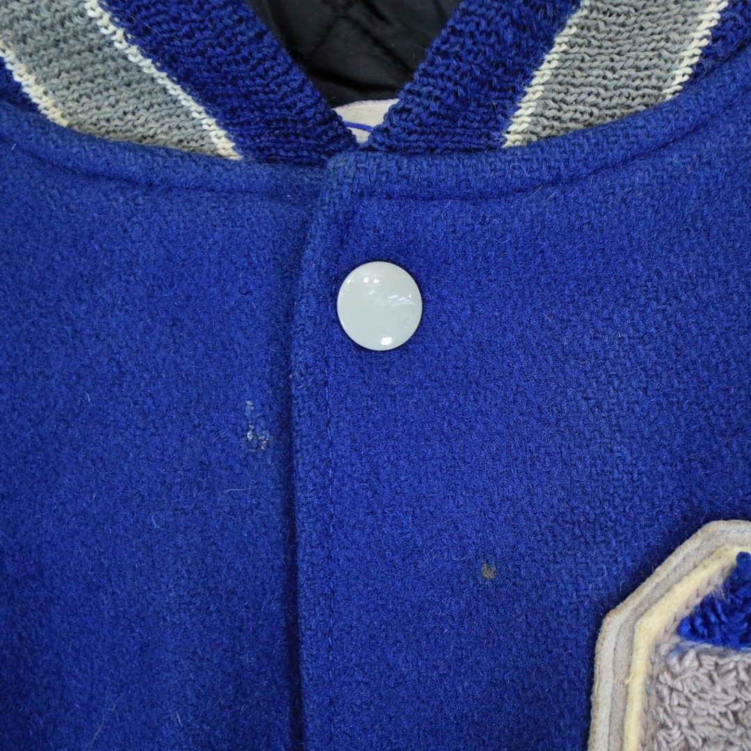 2000年代～ USA製 NEFF スタジアムジャケット 刺繍 カレッジ風 インディアン ワッペン ブルー (メンズ L)   N6318 5