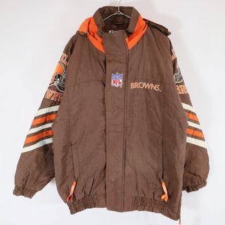 90年代 STARTER スターター NFL クリーブランド・ブラウンズ スタジアムジャケット スタジャン 防寒 ブラウン (メンズ S) 中古 古着 N6326(スタジャン)