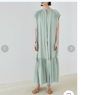 エマクローズ(EMMA CLOTHES)の新品【EMMA】とろみノースリーブ裾切り替えティアードシャツワンピース(ロングワンピース/マキシワンピース)