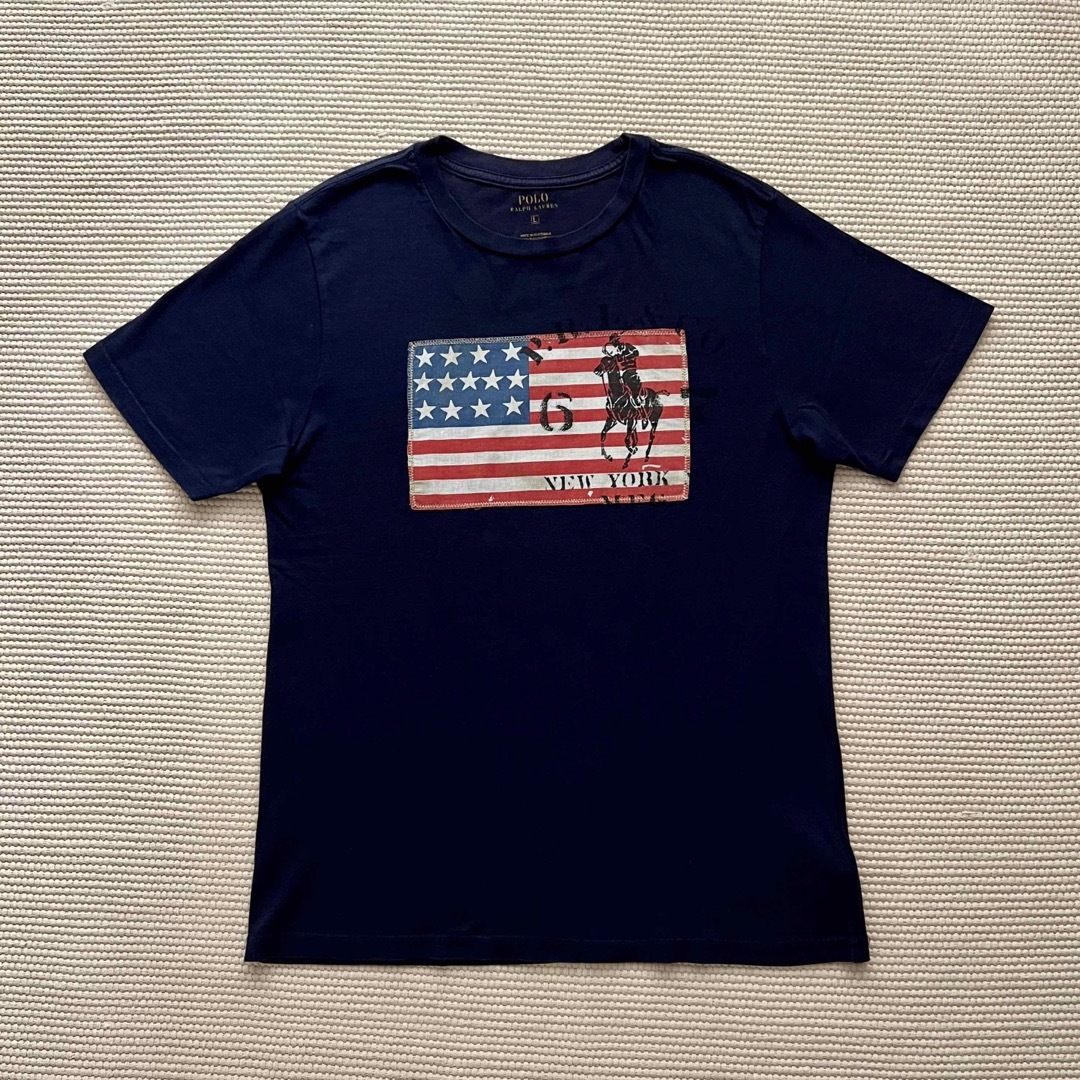 POLO RALPH LAUREN(ポロラルフローレン)のラルフローレン  ネイビー　星条旗　Tシャツ  L(160) キッズ/ベビー/マタニティのキッズ服男の子用(90cm~)(Tシャツ/カットソー)の商品写真