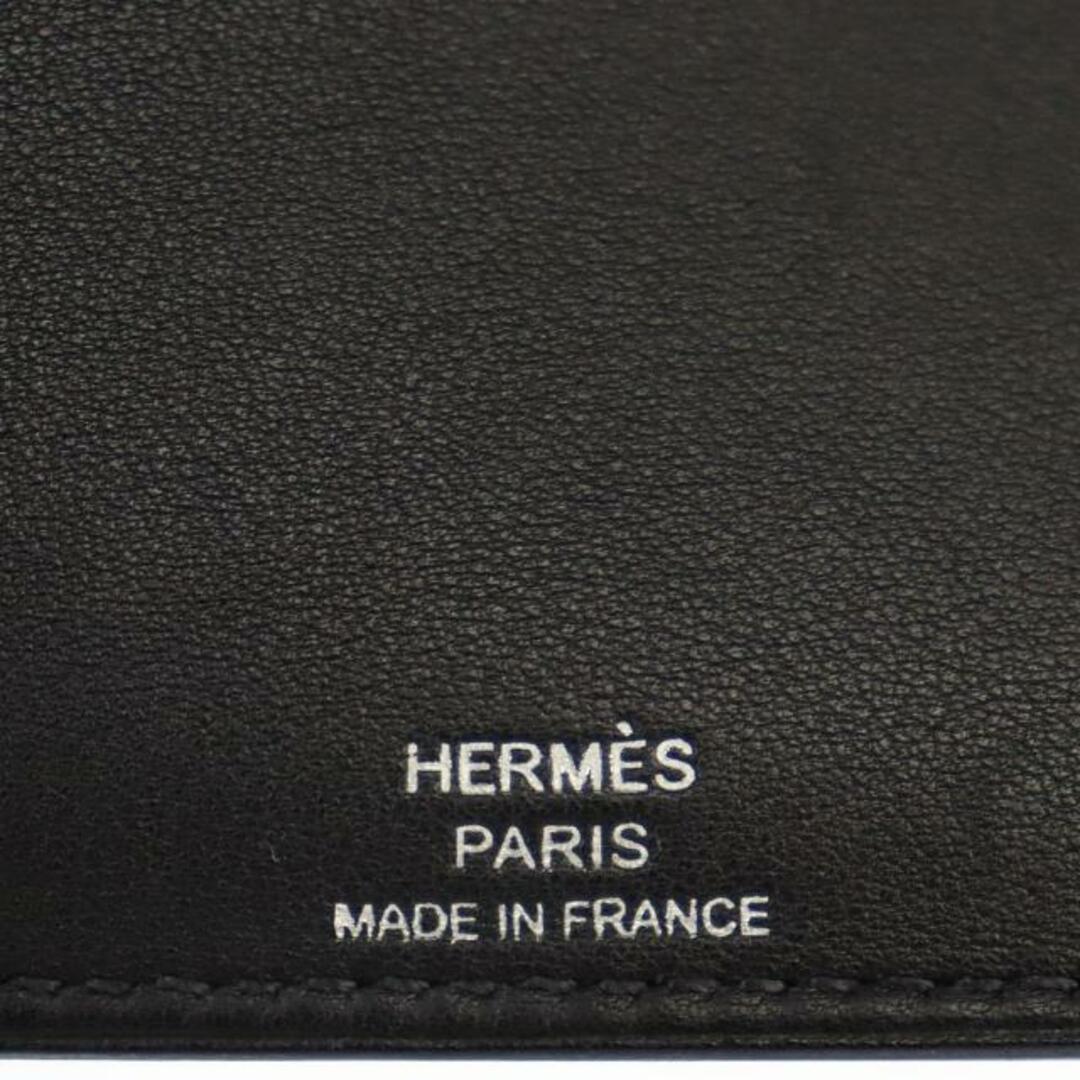 【広尾店】エルメス HERMES 二つ折り札入れ クロコ 財布 黒 ◯K刻印(1981年)【13038】