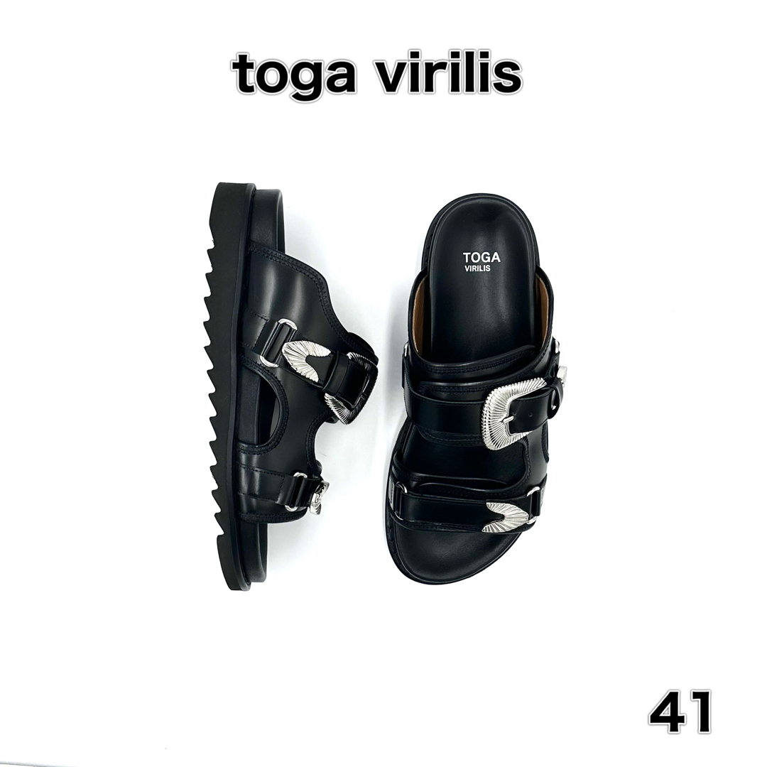 41 TOGA VIRILIS トーガ ビリリース バックル サンダル ブラック