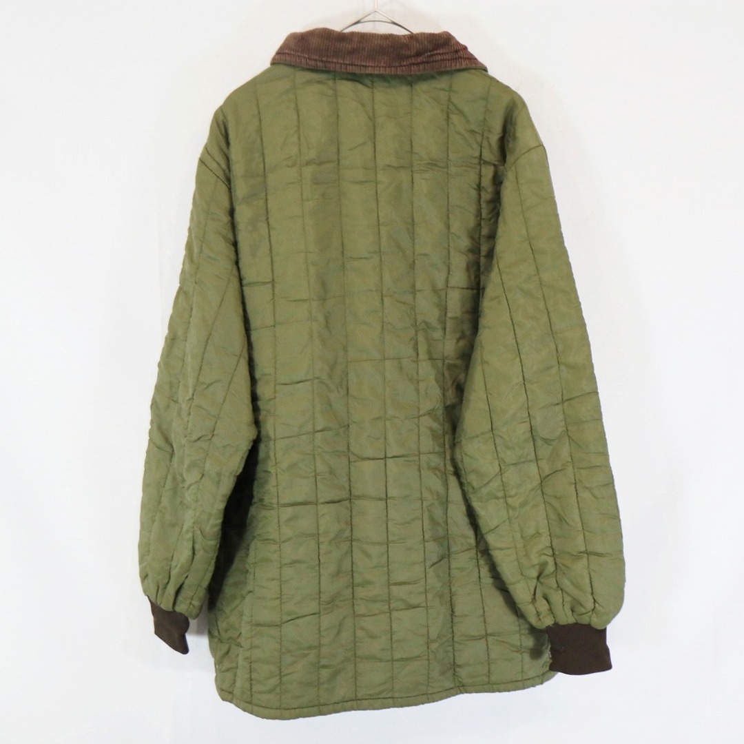バブアー キルティングジャケット イングランド製 襟コーデュロイ 刺繍緑L