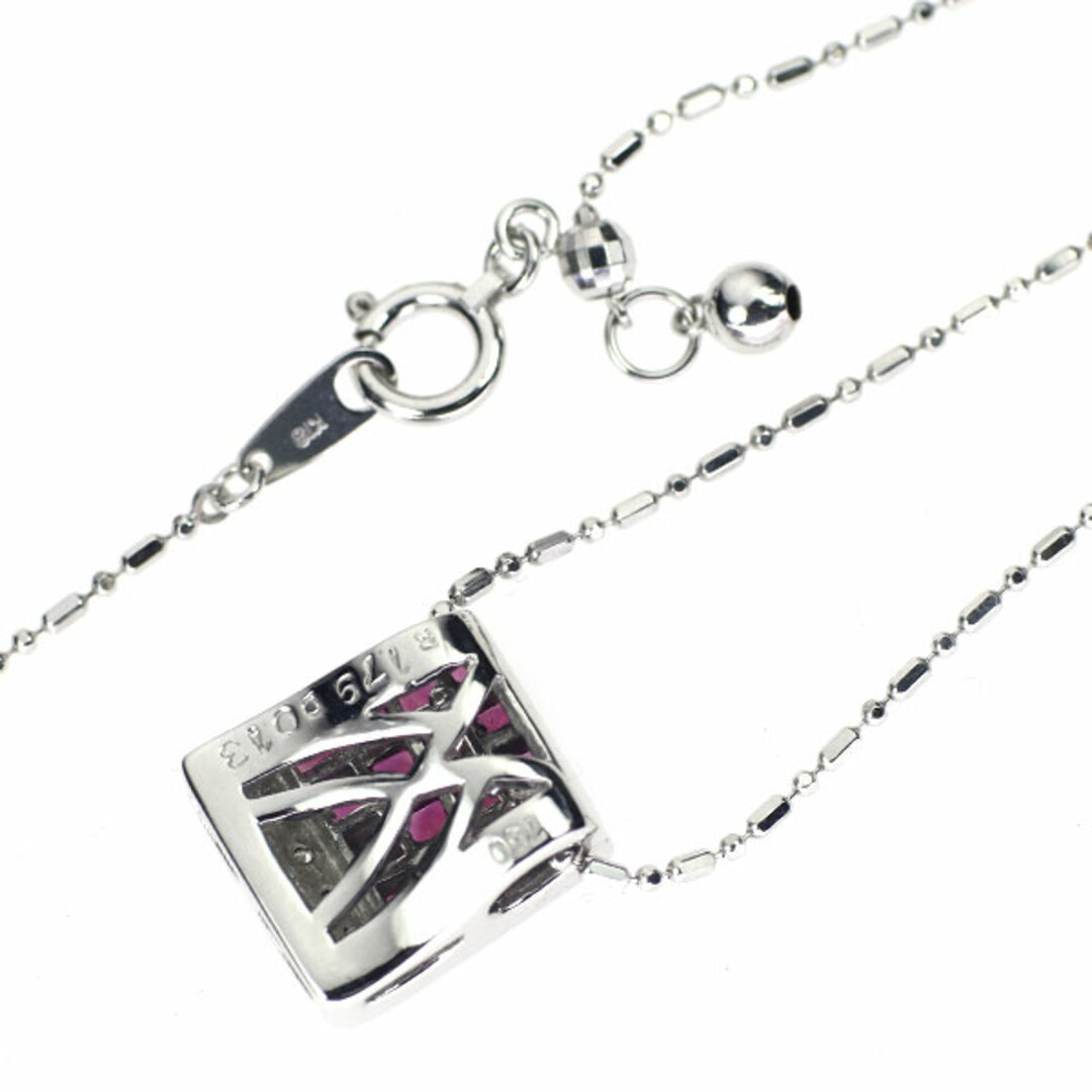 K18WG ルビー ダイヤモンド ペンダントネックレス 1.79ct D0.13ct