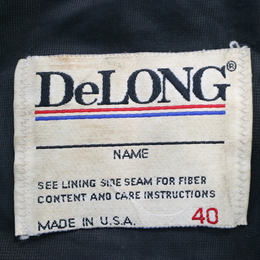 80年代 USA製 DeLONG バーシティ スタジアムジャケット 防寒  アメカジ  カレッジ グリーン (メンズ 40) 中古 古着 N6412 メンズのジャケット/アウター(スタジャン)の商品写真