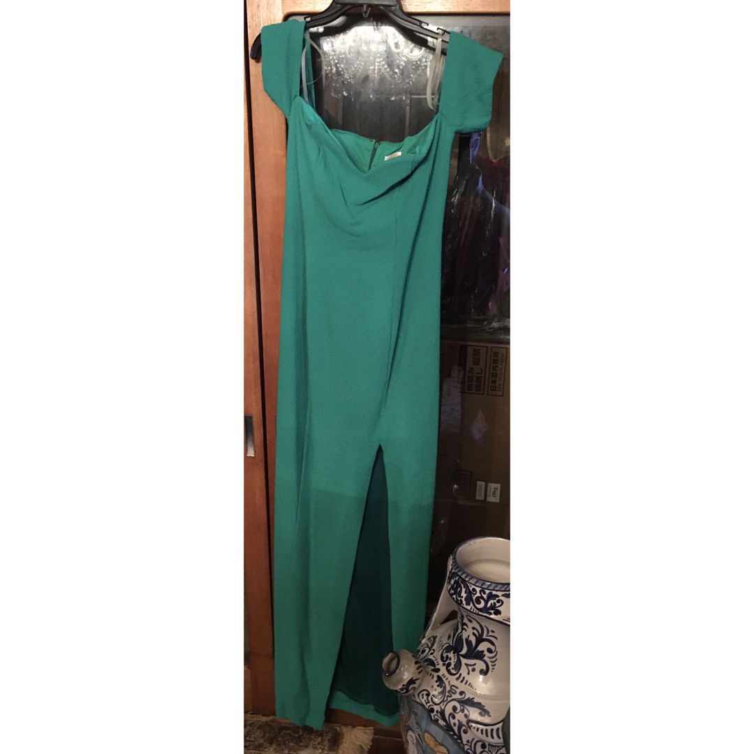 ZARA(ザラ)の新品 GREEN LONG DRESS M SIZE レディースのフォーマル/ドレス(ロングドレス)の商品写真