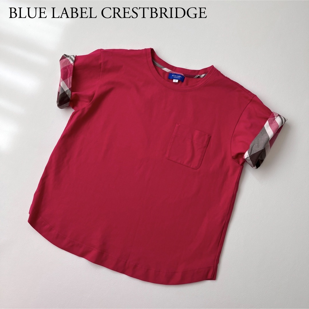 美品 BLUE LABEL CRESTBRIDGE Tシャツ　袖チェック