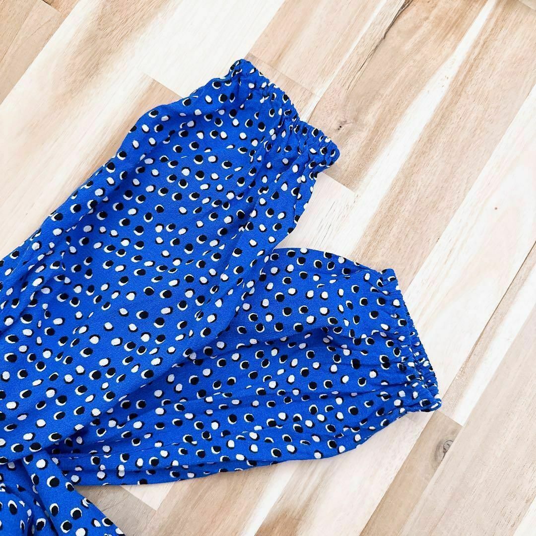 【ザラ】ZARA マキシ ロング ワンピース 水玉 ドット柄 総柄 S 青×白