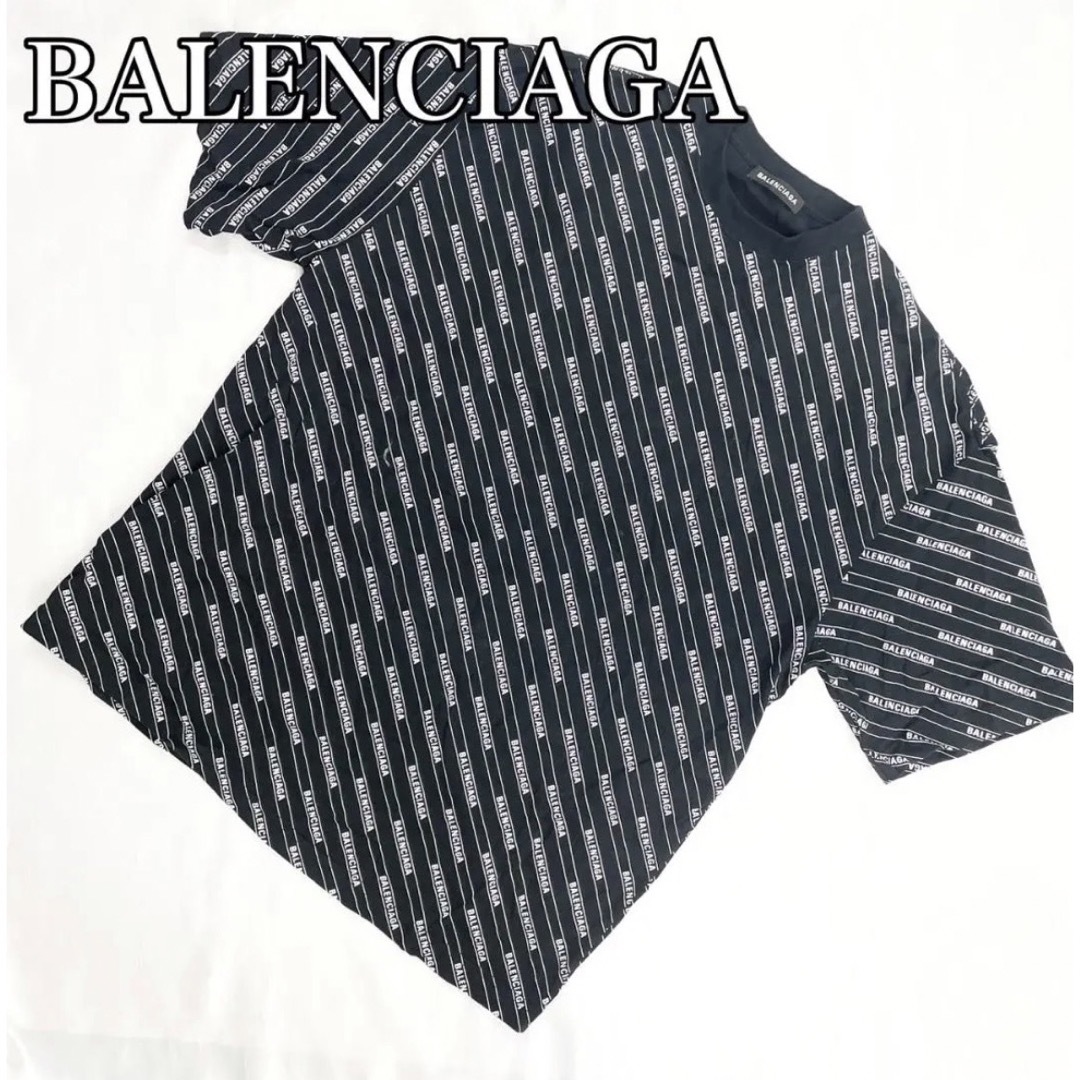 Balenciaga - BALENCIAGA Tシャツ 総ロゴ Sサイズ ブラックの通販 by