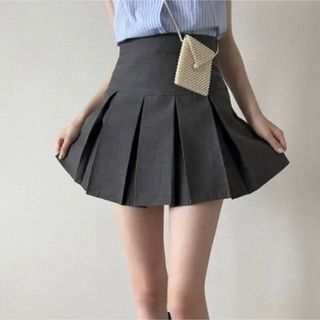 epine pleats mini skirt gray エピヌミニスカート - ミニスカート